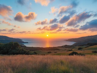 stunning sunset over a serene landscape