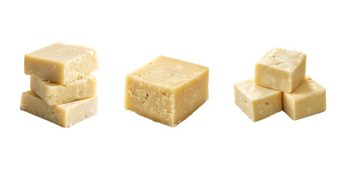 Set of Monterey Jack isolated on a transparent background, in PNG format