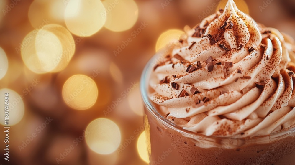 Aufkleber a luscious mocha mousse with a velvety layer of whipped cream sits elegantly in a glass, surrounded 
