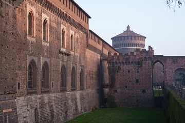 Naklejka premium Castello Sforzesco, medieval castle in Milan, Italy