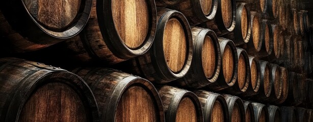 Rows of scotch wine barrels exuding character and history.