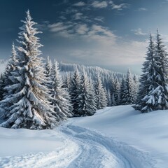 Fototapeta premium Carpathian mountainscape in winter