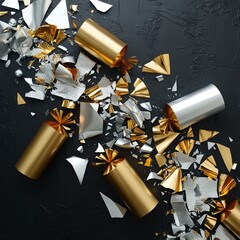 Decorative Christmas Crackers and Festive Cylinders with Elegant and Artistic Designs