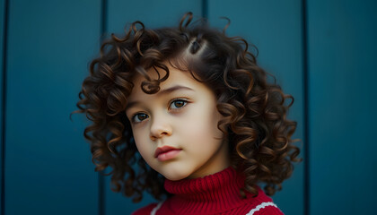 Fototapeta premium Girl with a curly hairstyle, with white tones