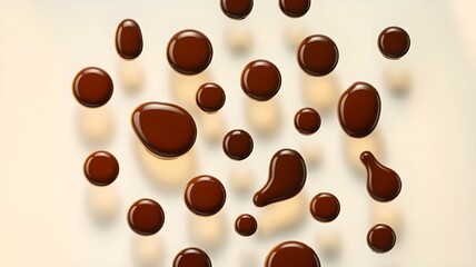 Obraz premium Small chocolate drops scattered on a white background.