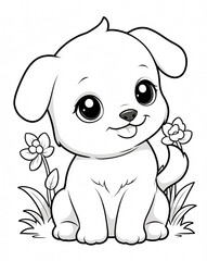 Obraz premium Sweet and Playful Puppy Line Art for Children Fun and Creative Coloring Book Activities
