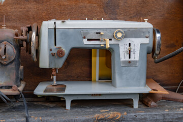sewing machine. Beautiful rusty ancient sewing machine.