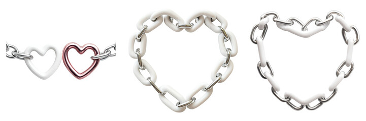 Fototapeta premium Minimal Love Symbol. Interconnected heart chains in smooth design, showcasing elegance Transparent Background