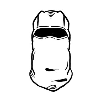 recommend clip art: Balaclava Winter Face Mask, hand drawn line sketch vector illustration