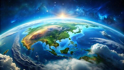 A Stunning View of the Earth's Surface from Space, Showing the Asian Continent and Surrounding Oceans