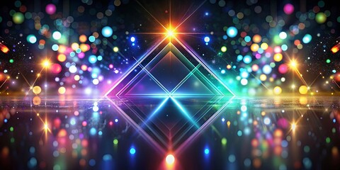 Fototapeta premium Abstract Colorful Pyramid Stage with Glowing Lights and Bokeh Effects