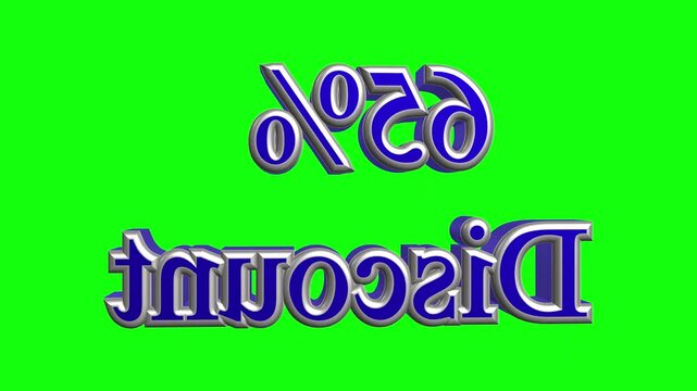 The 3D "65% Discount" text icon features bold, dimensional lettering with sleek gradients and metallic effects. Shading and reflections enhance its modern look, making the discount stand out.