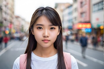 Chinese girl living in a city