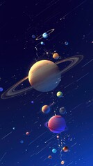 Fototapeta premium Abstract space background with planets, stars and nebula. 