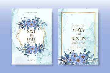 Wedding invitation pack with floral watercolor