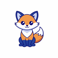Obraz premium Minimalist Cartoon Fox vector Illustration