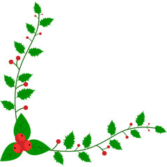 Naklejka premium Christmas Leaves Corner