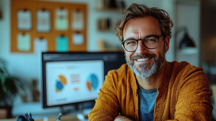 An accountant presenting financial trends to a small business owner in a cozy office