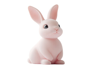 Obraz premium Cute Pink Bunny Figure Isolated on Transparent Background for Designs