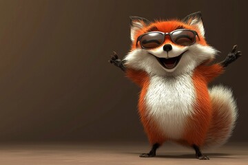 Fototapeta premium A delightful 3D animated fox character. Stock.