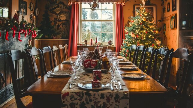 Elegant Multi-Generational Christmas Dinner Table Setup Multi-Generational Christmas Dinner, Multi-Generational Christmas Dinner, Happy Christmas day, Winter vibe 