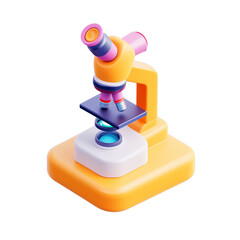 3D icon of microscope isolated on transparent background cutout