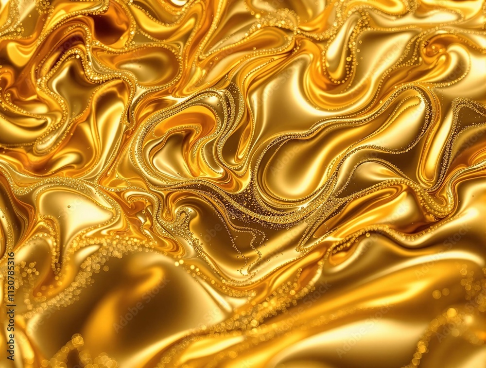 Poster Abstract gold, showcasing a dynamic interplay of flowing forms.