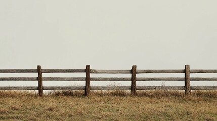 Rustic Wooden Fence Against A Pale Sky