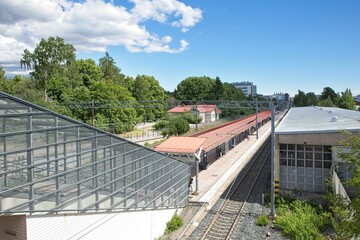 Railway platform on a summer day, Pit&auml;j&auml;nm&auml;ki, Helsinki, Finland.