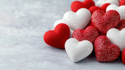 Obraz premium Colorful hearts on a textured background for decoration.