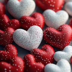 Obraz premium Colorful hearts arranged in a decorative pattern.