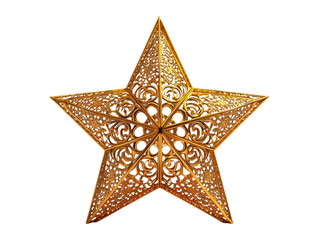 Obraz premium Ornate Golden Star Decoration Isolated on Transparent Background