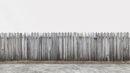 Fototapeta premium Weathered Wooden Fence Against A White Sky