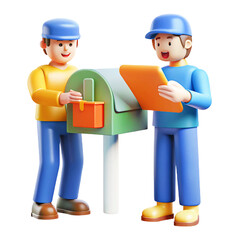 people Checking the Mail 3d  cartoon style illustration 