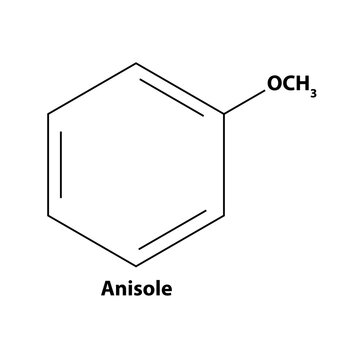 Anisole. chemistry Organic compound. black line vector 2d shape