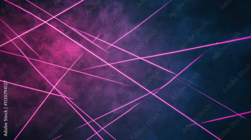 Poster abstract minimalist design with intersecting laser lines in bold color palette