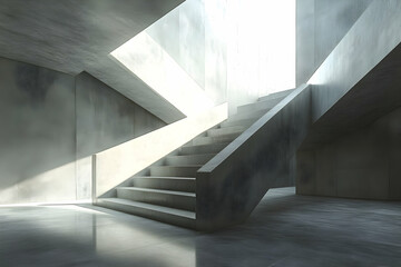 Obraz premium Modern Concrete Staircase 3D Render