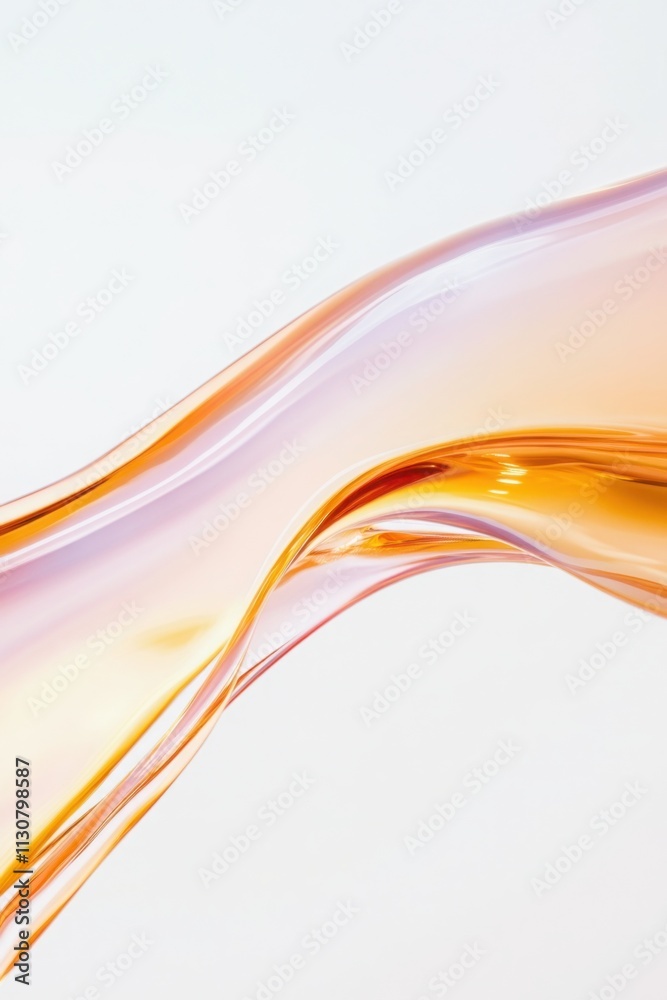 Poster abstract macro photography of flowing iridescent liquid blob shape creating smooth curves