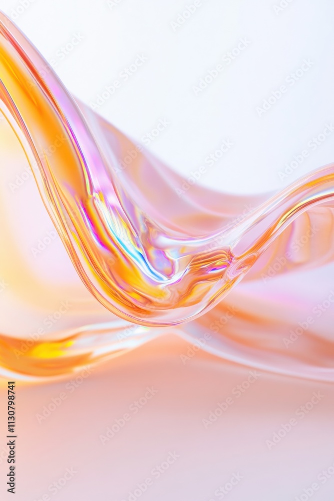 Poster abstract background showcasing a vibrant, iridescent liquid blob shape with dynamic, flowing lines a