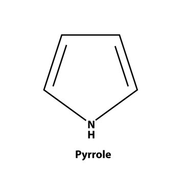 Pyrrole. chemistry Organic compound. black line vector 2d shape