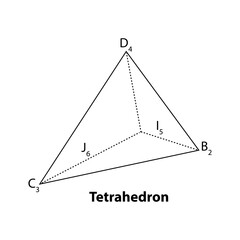 Tetrahedron. mathematics black line vector 2d geometric shape