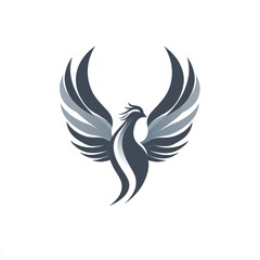 Fototapeta premium Stylized phoenix logo with outstretched wings.