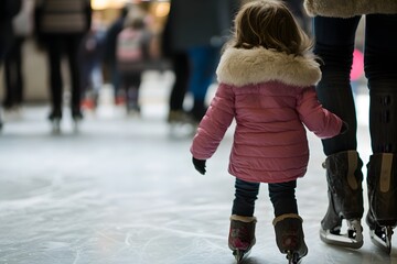A little girl in a skating rink