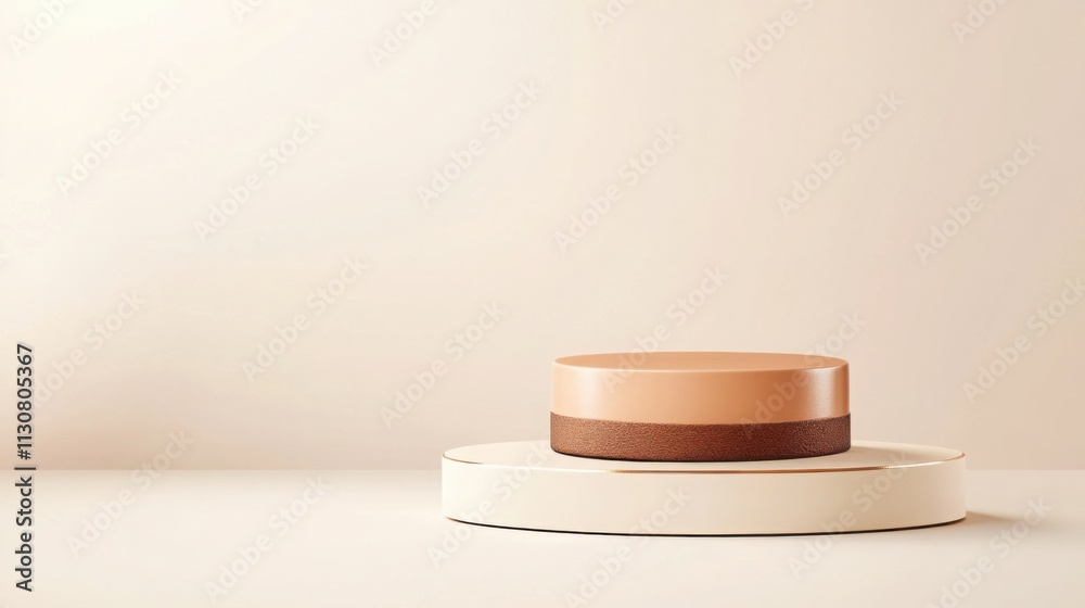 Poster luxurious mocha mousse platform resting on a subtle metallic stage, creating an elegant display