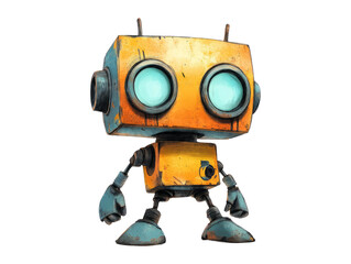 Fototapeta premium Cute cartoon robot character isolated on transparent background