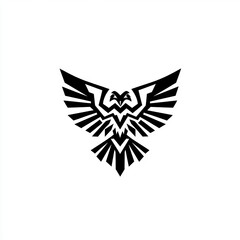 Obraz premium Stylized black eagle emblem with wings spread.