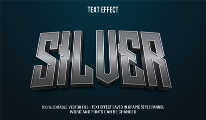 Silver 3d editable text effect style