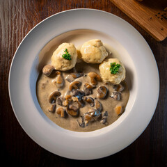 Delightful Rahmschwammerl with Soft Semmelknodel and Sauce