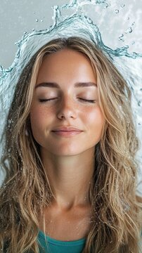 Women calm in refreshing cascade of clear water