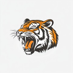 Fototapeta premium Roaring tiger head, stylized illustration.